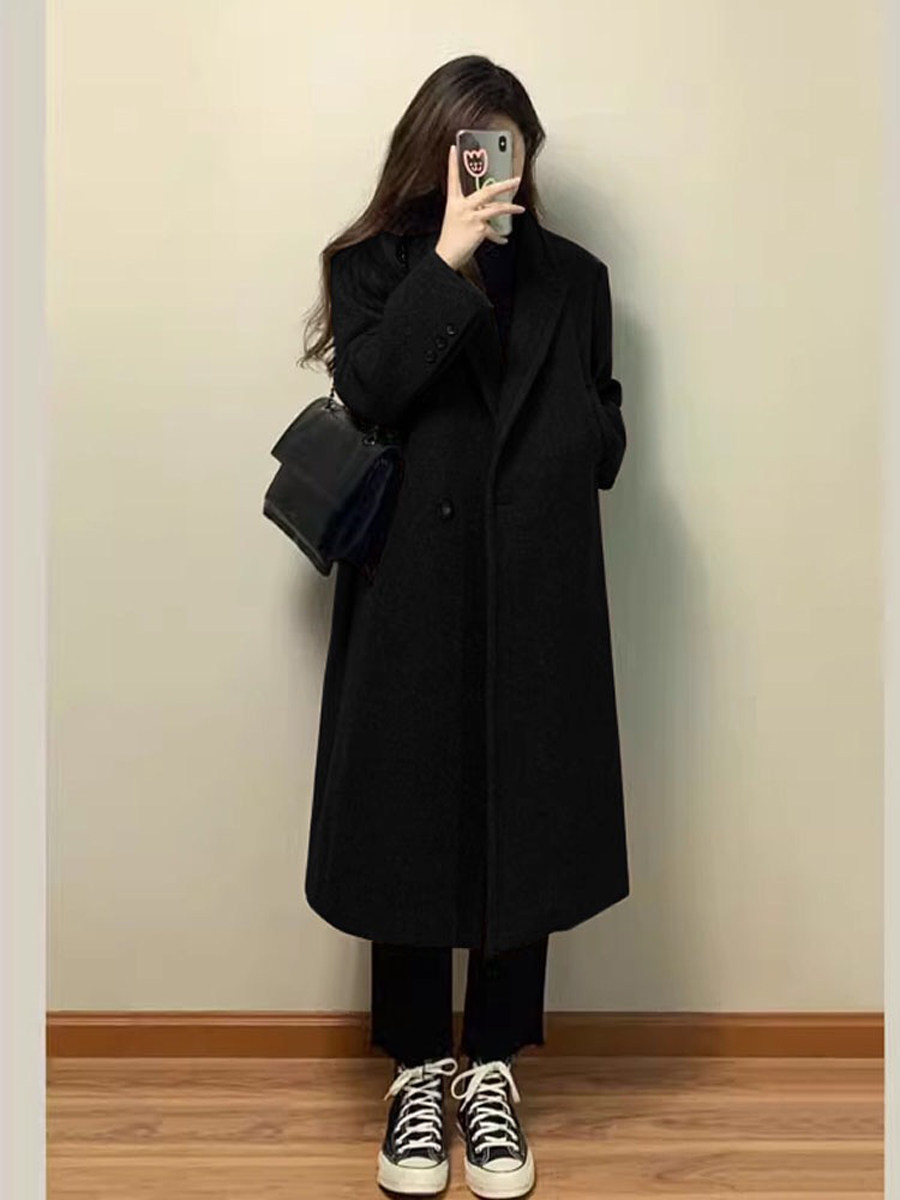 高级感双面羊毛羊绒大衣女2025冬季新款赫本风小个子加厚毛呢