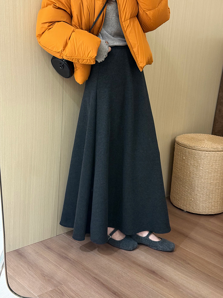 话里淑女风气质纯色半身裙2026春季新款甜美休闲百搭休闲长款